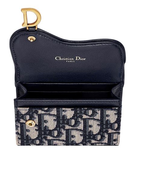 dior saddle flap card holder blue dior oblique jacquard|Dior caro detachable card holder.